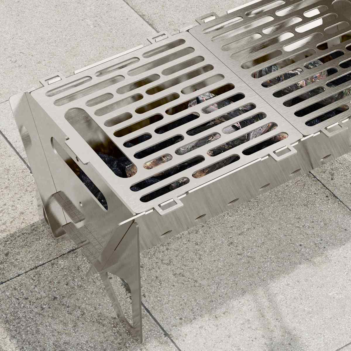 Camping bålplads 42 x 22 x 18 cm Rustfrit stål Sølv - Billede 3