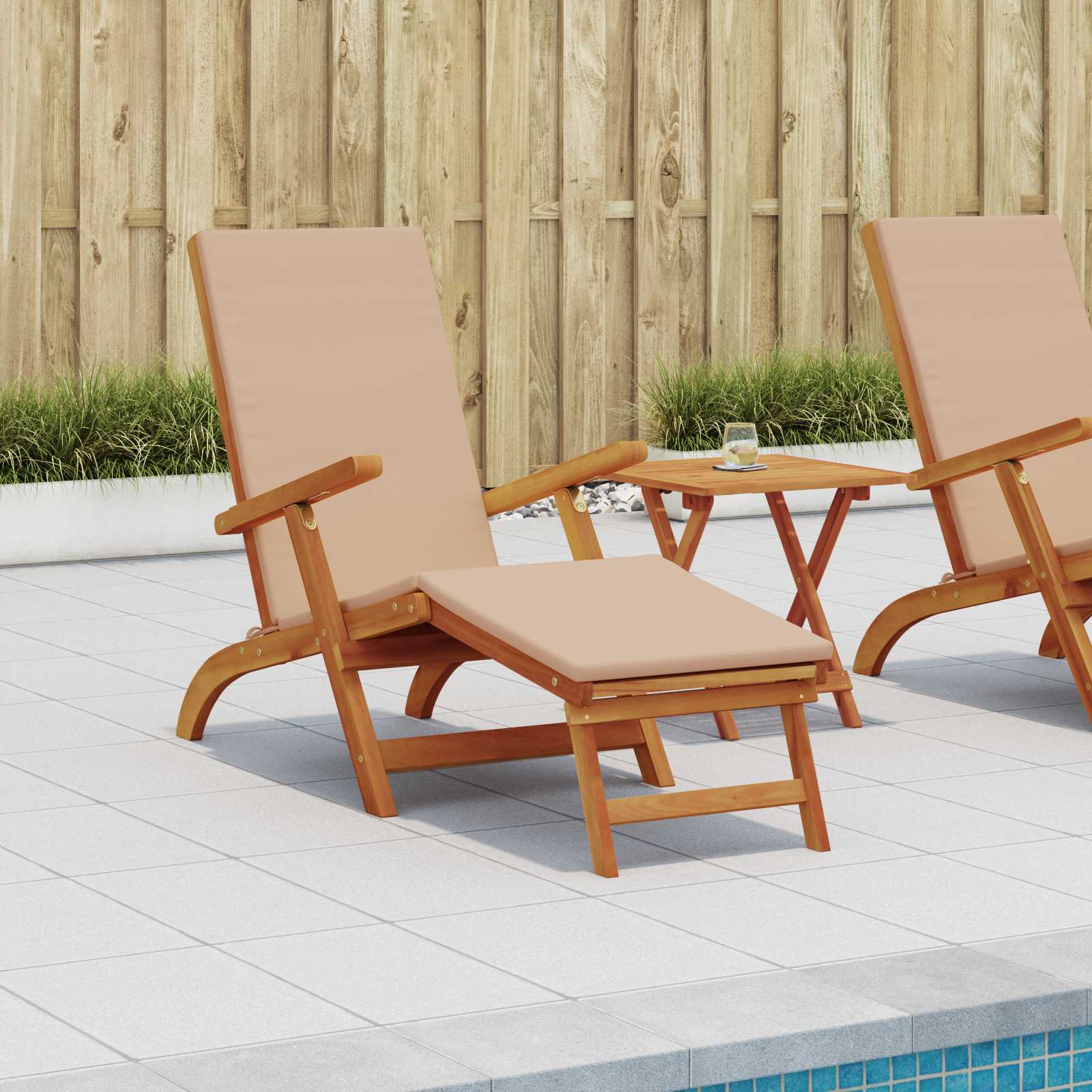 vidaXL Șezlong pliabil și culisant 2 pcs Gri taupe