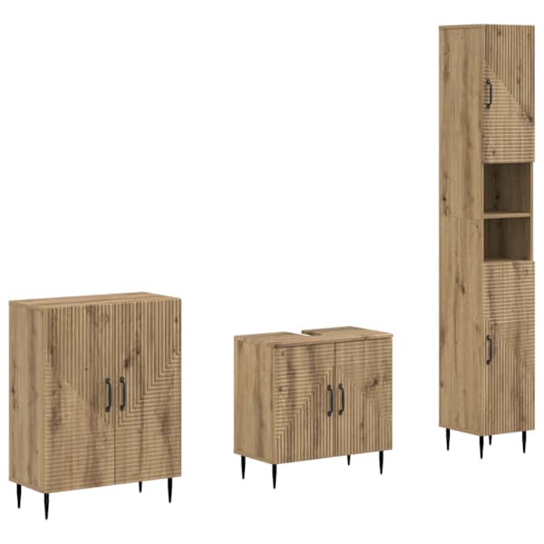 vidaXL 3-osaline vannitoa kapisett HAARLEM Artisan tamm Tehispuit