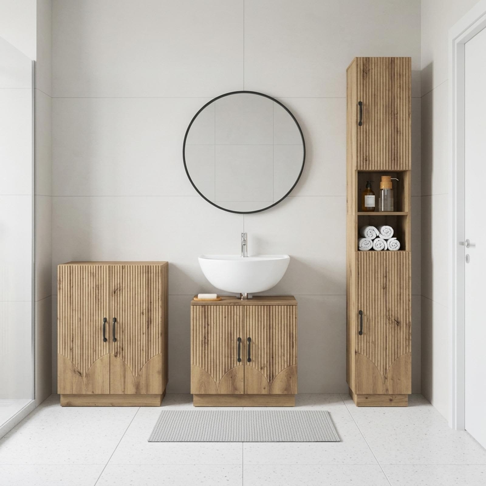 3-osaline vannitoa kapisett HOORN Artisan tamm Tehispuit