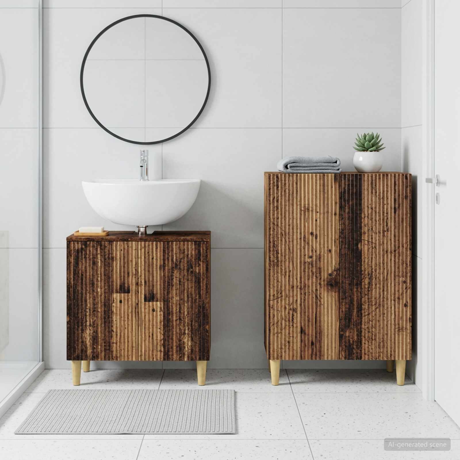 vidaXL 2 Deles Badeværelsesskab Sæt ARNHEM Gammelt træ Konstrueret træ