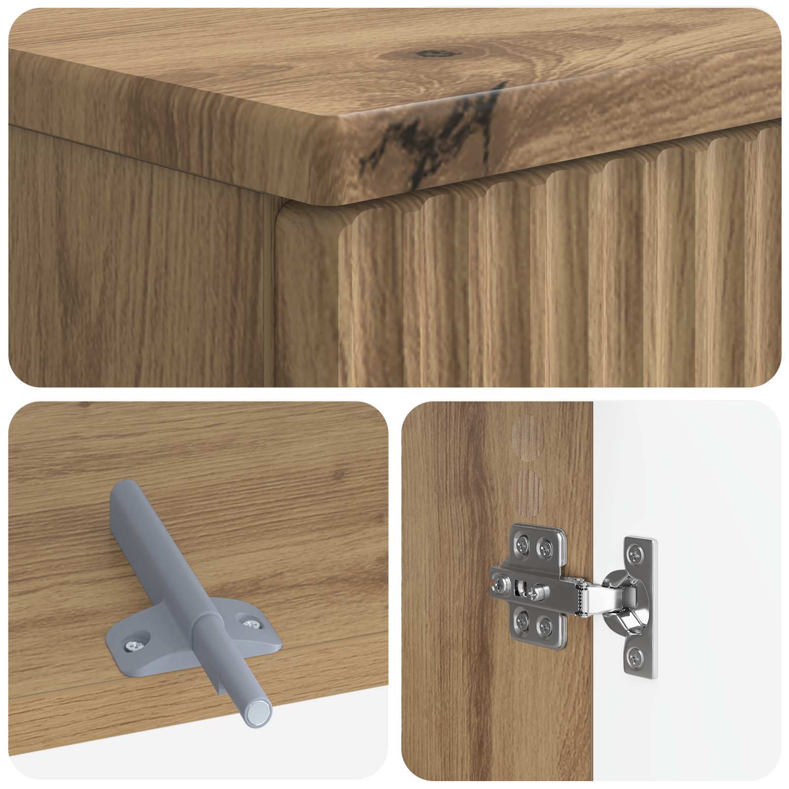 2-delige Badkamerkast Set ARNHEM Artisanaal eiken Bewerkt hout - Afbeelding 6
