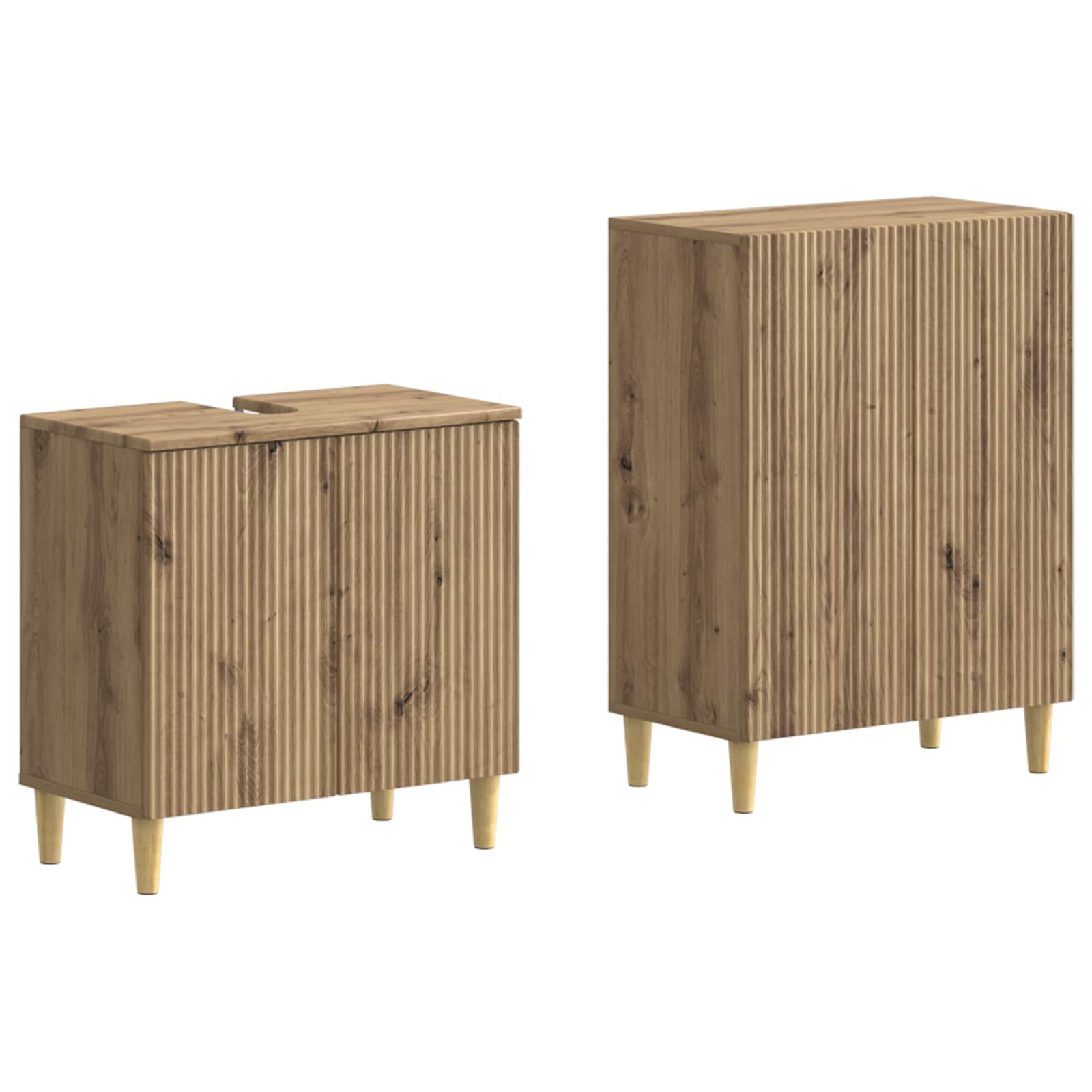 2-delige Badkamerkast Set ARNHEM Artisanaal eiken Bewerkt hout - Afbeelding 2