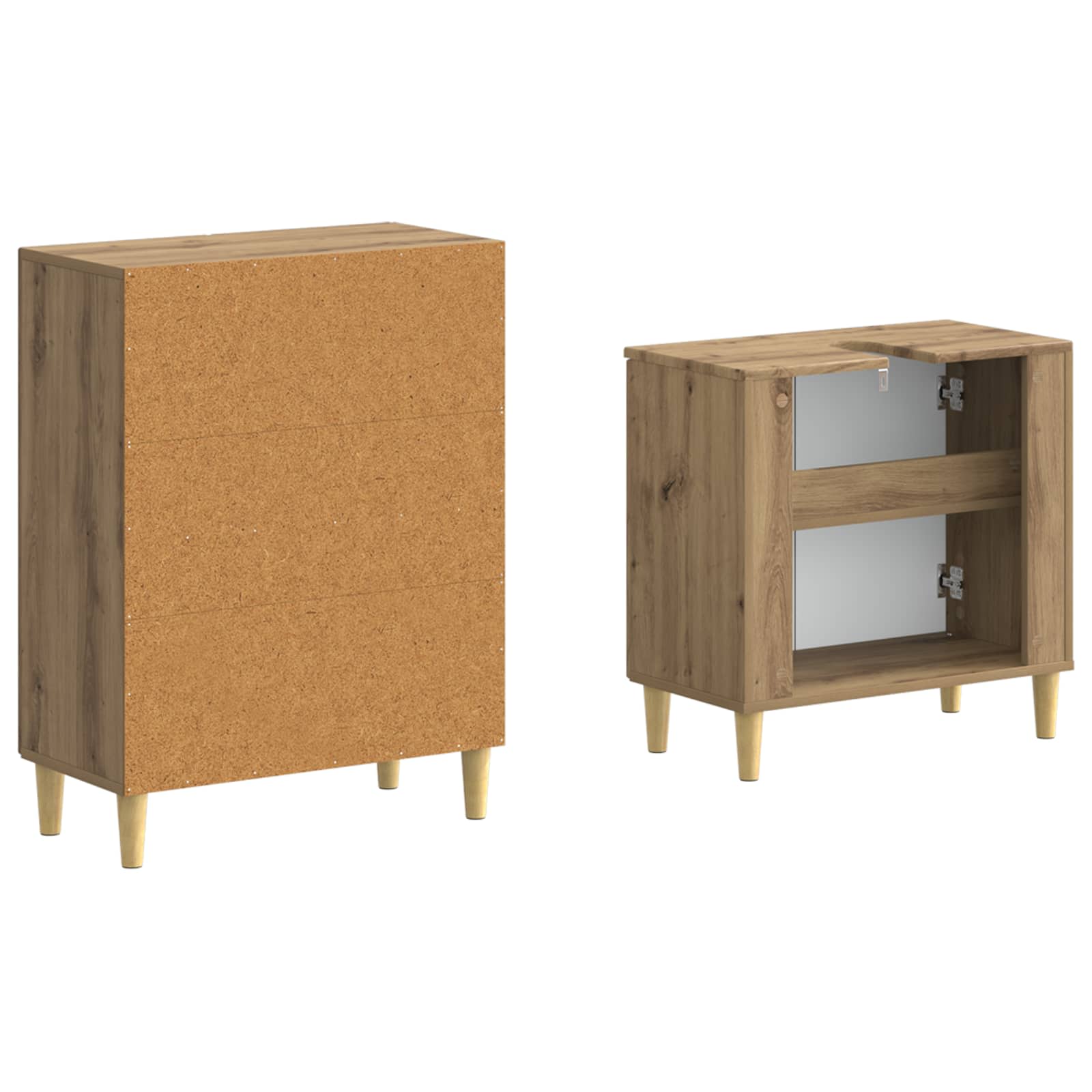 2-delige Badkamerkast Set ARNHEM Artisanaal eiken Bewerkt hout - Afbeelding 5
