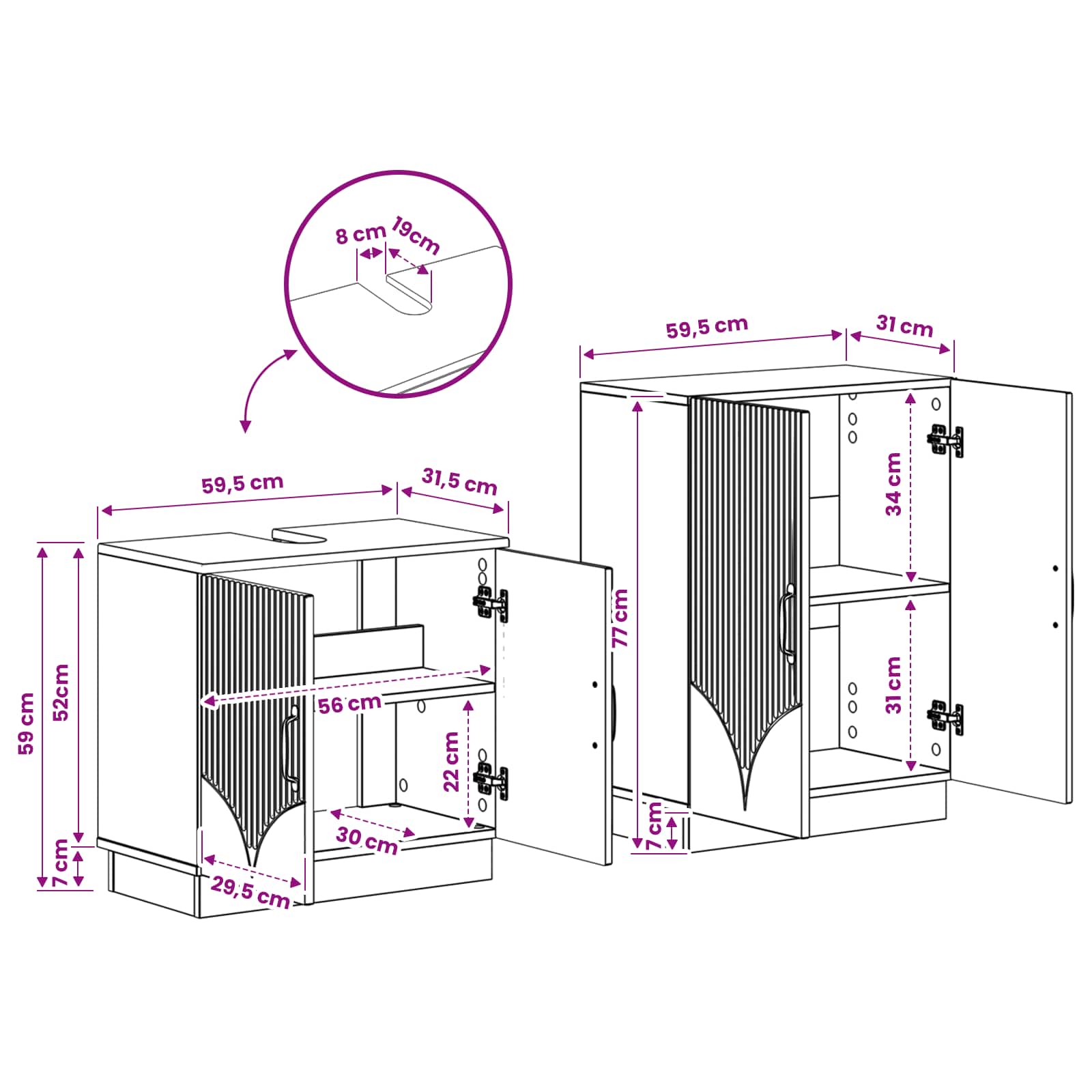 vidaXL 2-teiliges Badezimmer Schrank Set HOORN Artisan-Eiche – Bild 8