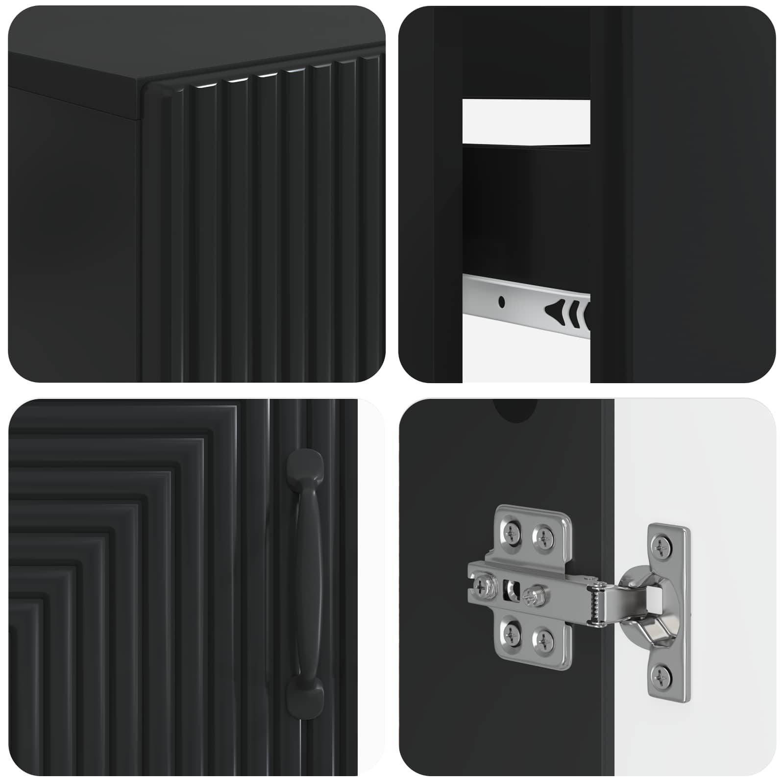 vidaXL 2-teiliges Badezimmer Schrank Set HAARLEM Schwarz Holzwerkstoff – Bild 6