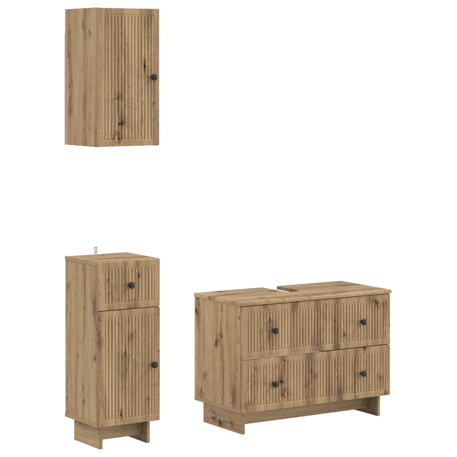 vidaXL 3-teiliges Badezimmer-Schranksystem EDE Artisan-Eiche
