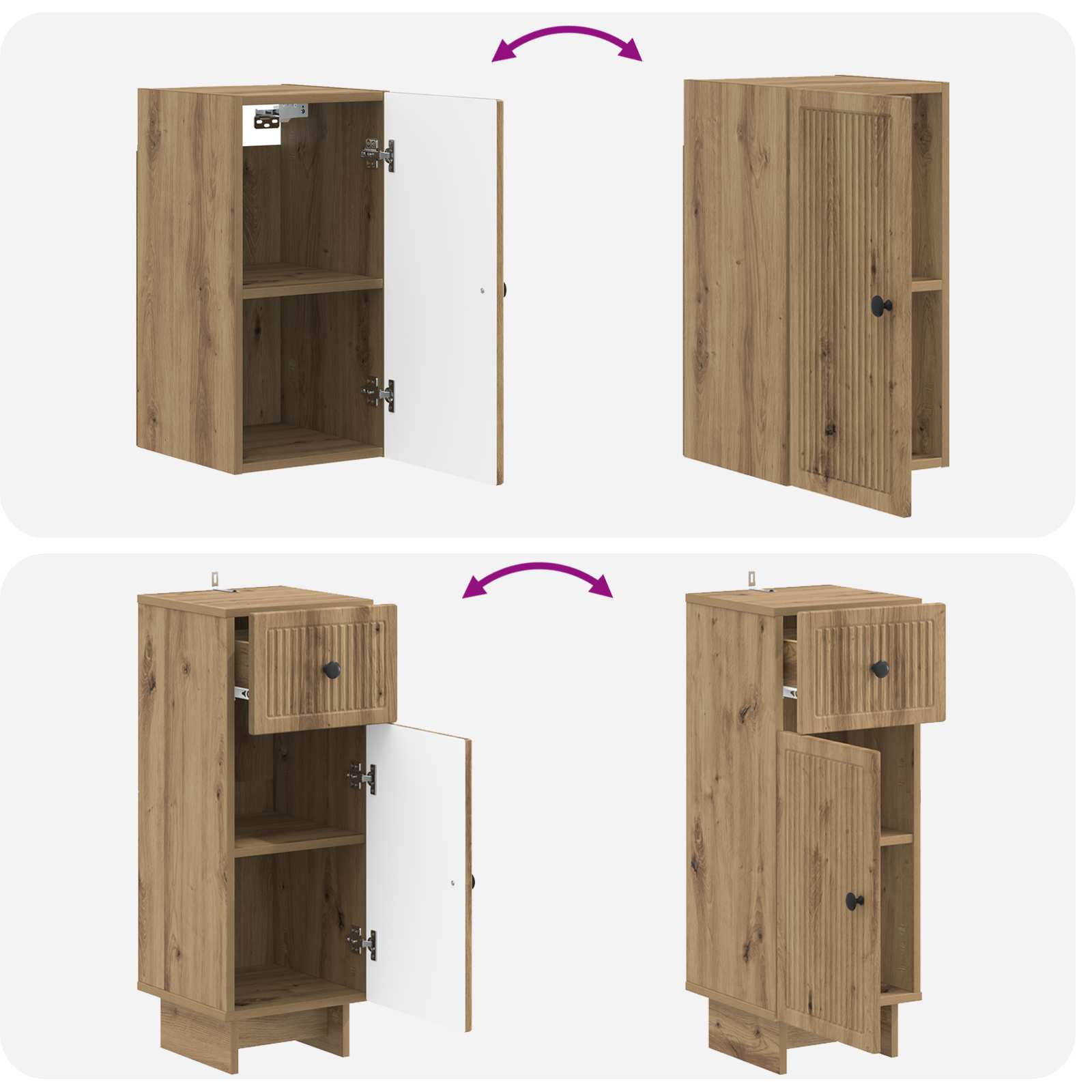 vidaXL 3-teiliges Badezimmer-Schranksystem EDE Artisan-Eiche – Bild 7