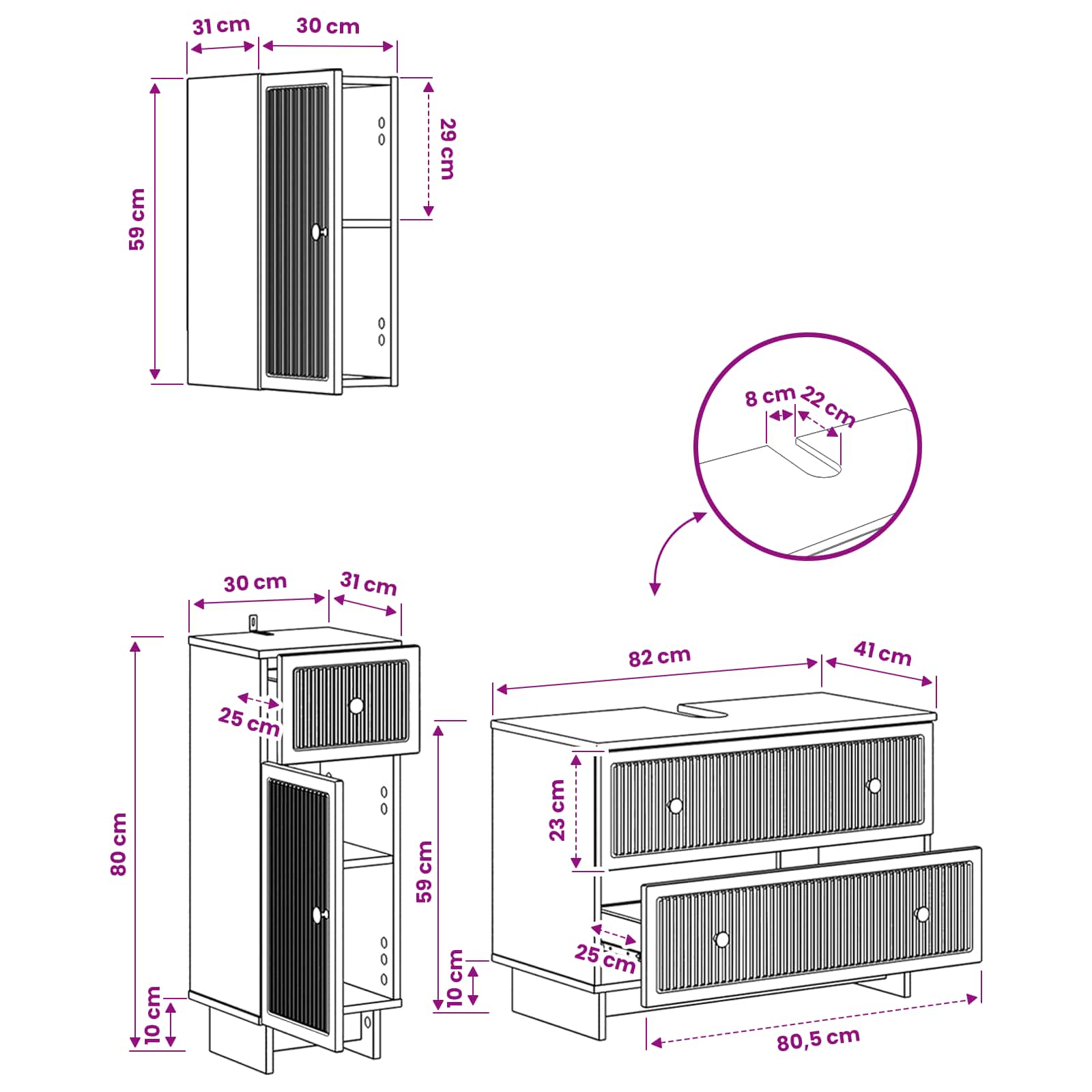 vidaXL 3-teiliges Badezimmer-Schranksystem EDE Artisan-Eiche – Bild 9