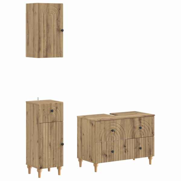 vidaXL 3-osaline vannitoa kapisett ALKMAAR Artisan tamm Tehispuit