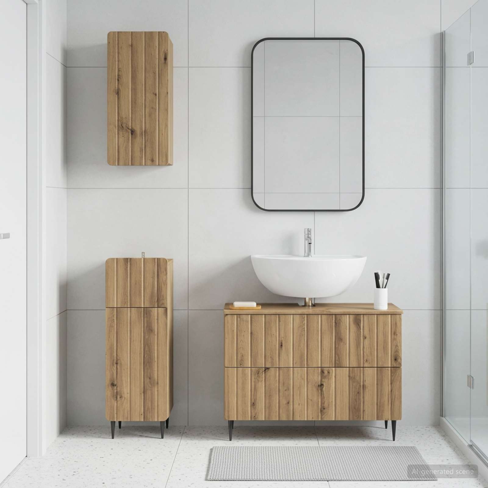 3-osaline vannitoa kapisett ZWOLLE Artisan tamm Tehispuit