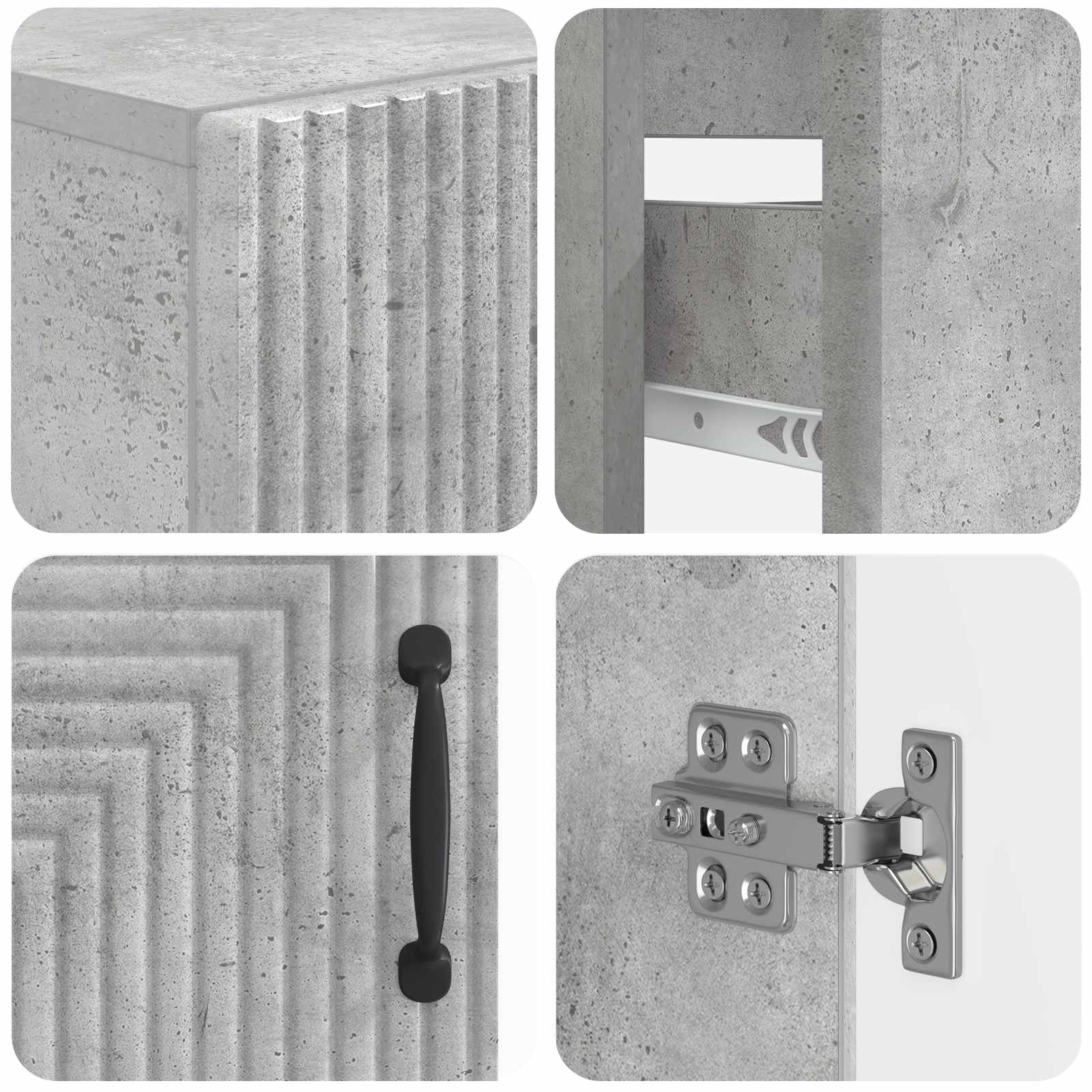 vidaXL 4-teiliges Badezimmer-Schrank-Set HAARLEM Betongrau – Bild 7