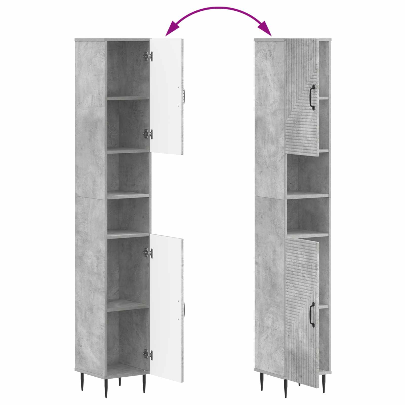 vidaXL 4-teiliges Badezimmer-Schrank-Set HAARLEM Betongrau – Bild 9
