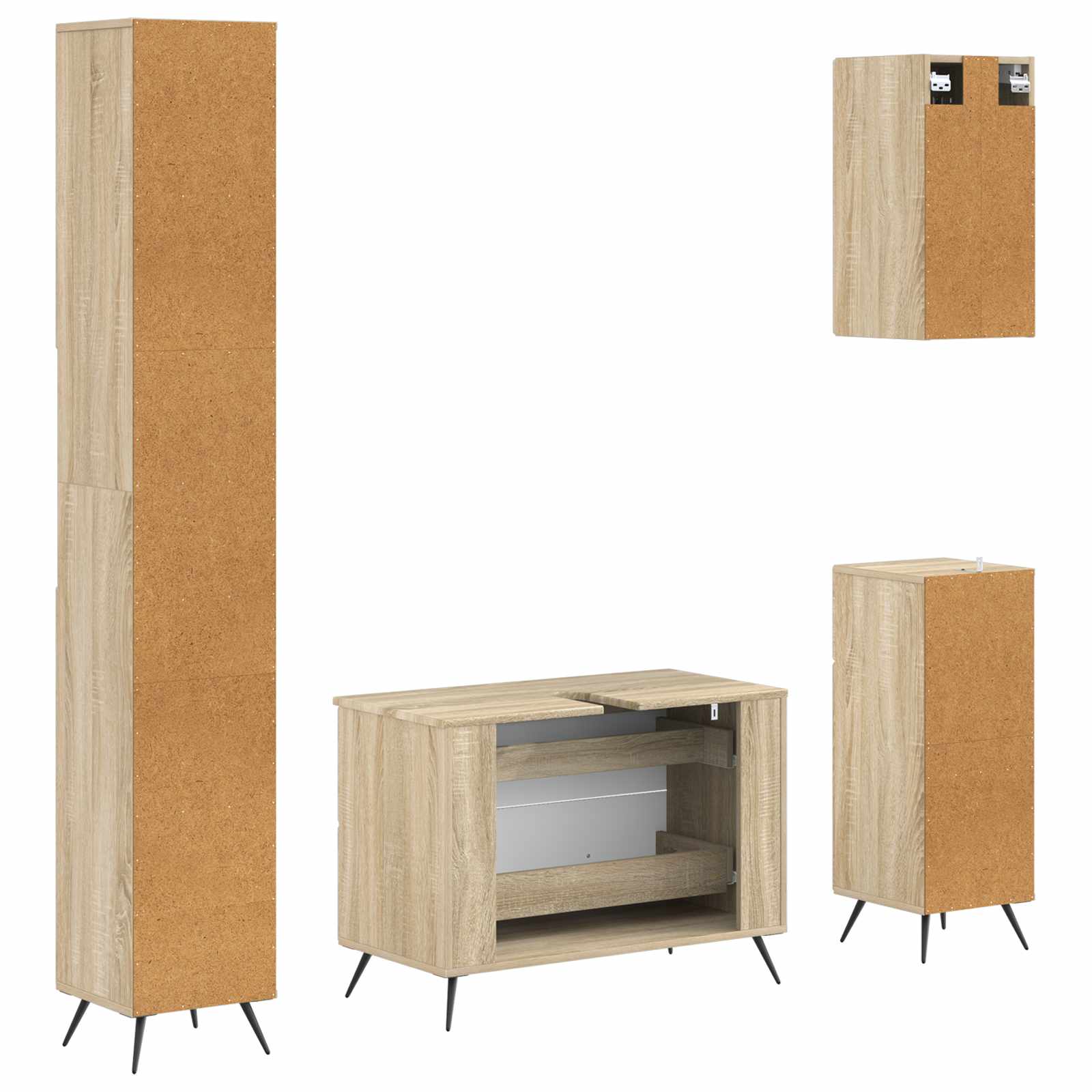 vidaXL 4-teiliges Badezimmer-Schrank-Set BREDA Sonoma-Eiche – Bild 7