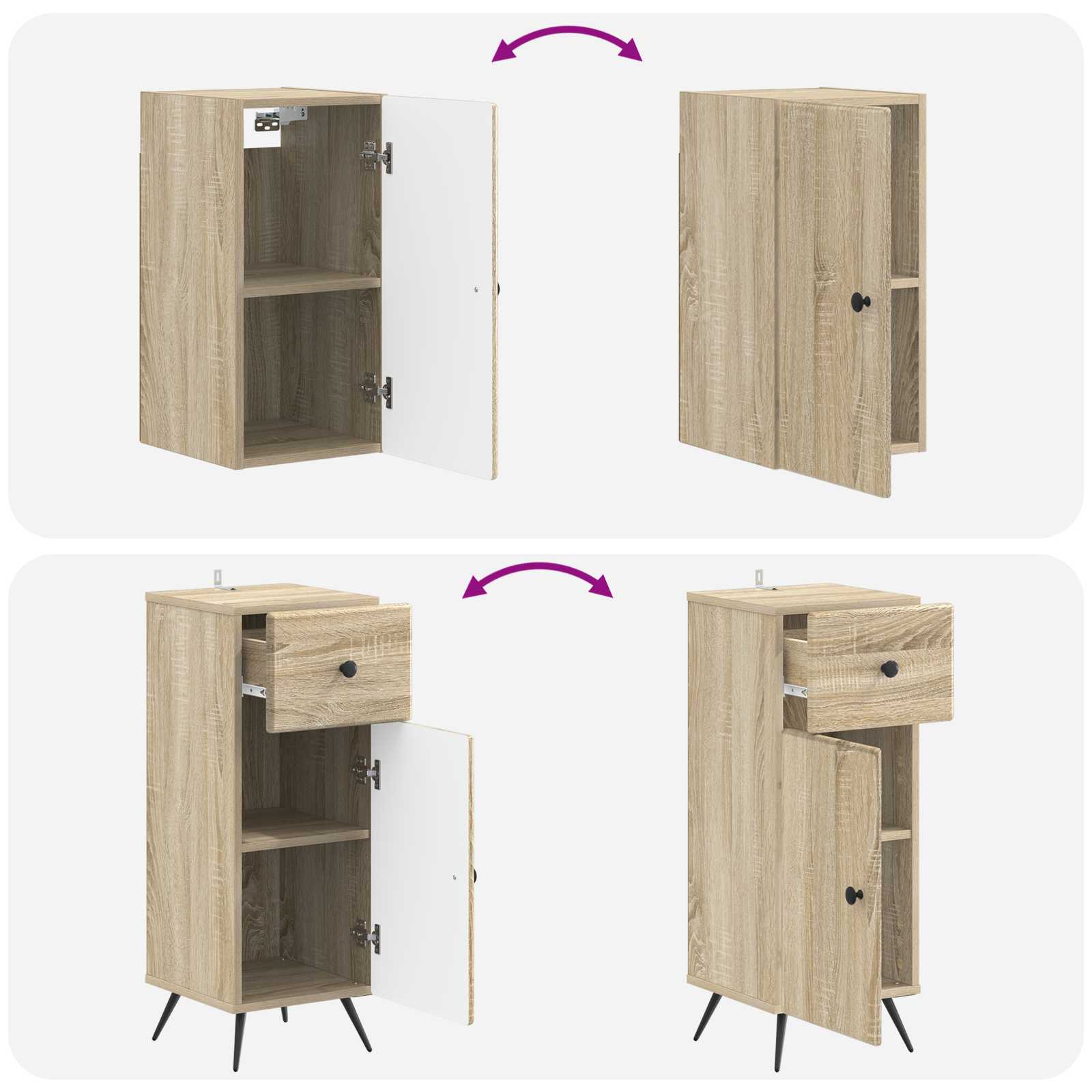 vidaXL 4-teiliges Badezimmer-Schrank-Set BREDA Sonoma-Eiche – Bild 9