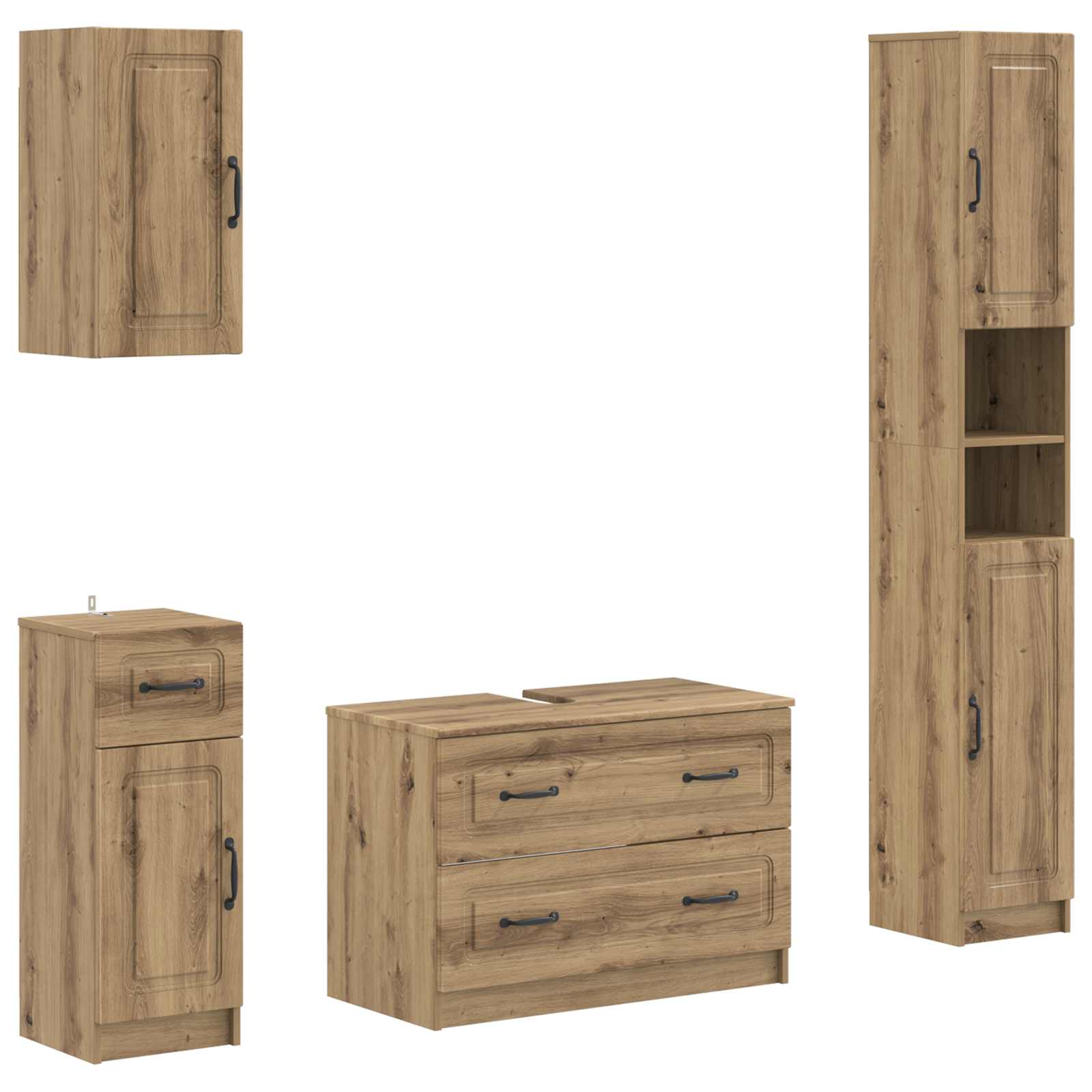 vidaXL 4-teiliges Badezimmer-Schrank-Set UTRECHT Artisan-Eiche