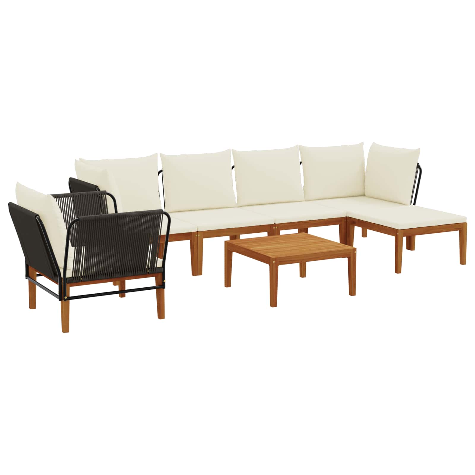7 pcs Tuin loungeset Massief acaciahout & touw Naturel image 2