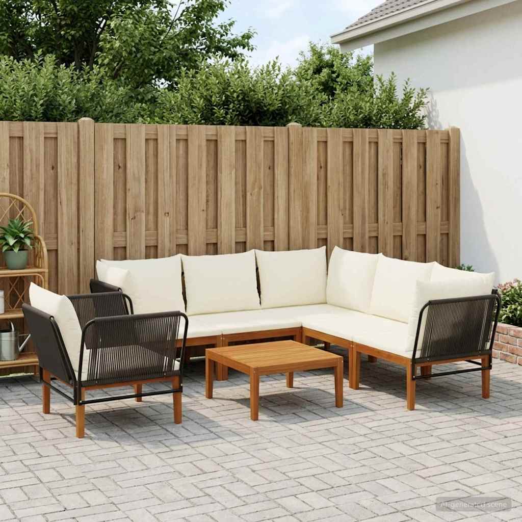 7 pcs Tuin loungeset Massief acaciahout & touw Naturel image 1