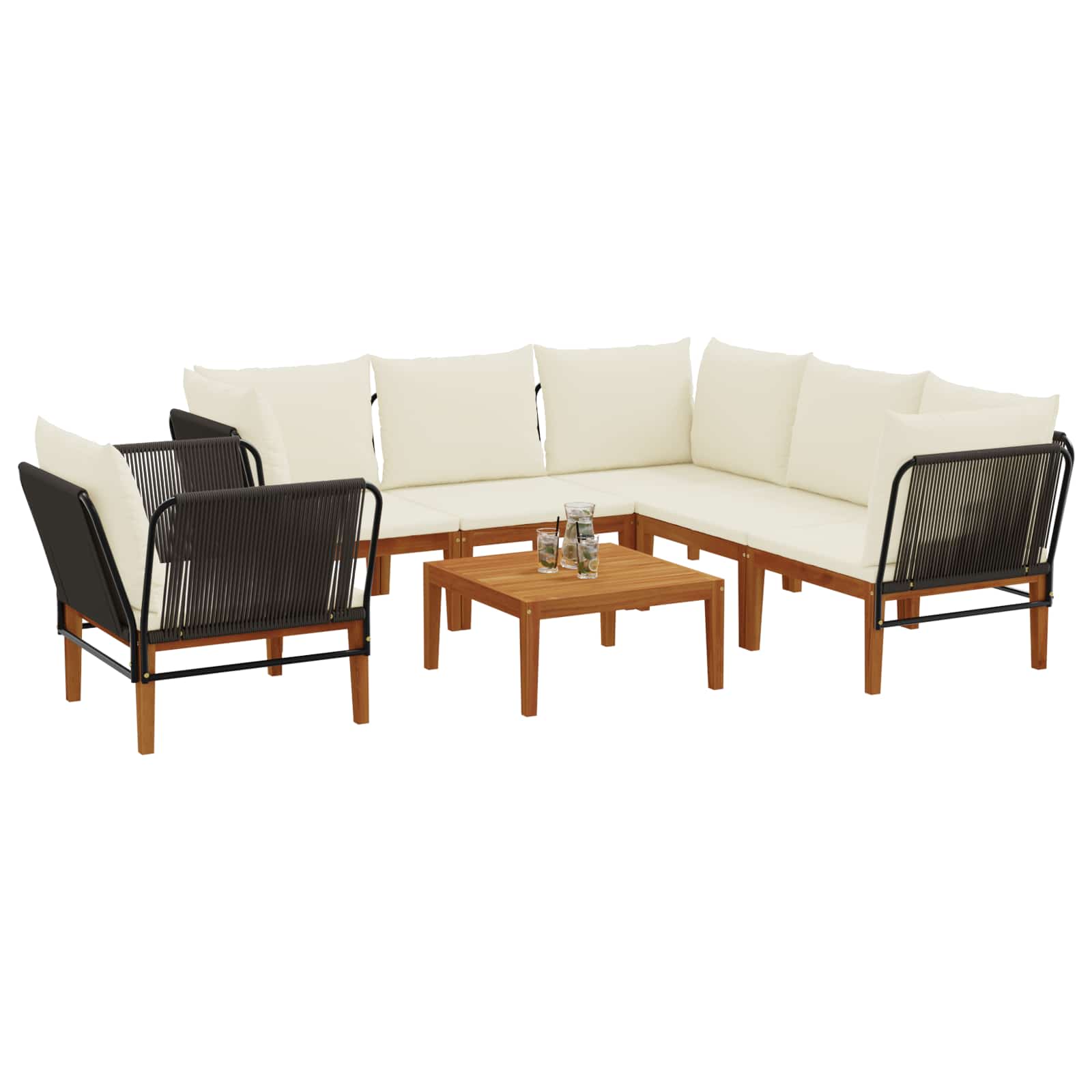 7 pcs Tuin loungeset Massief acaciahout & touw Naturel image 3