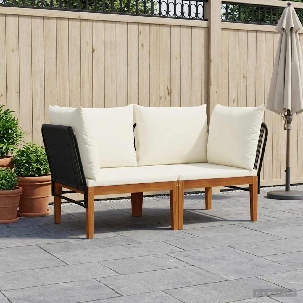 2 pcs Tuin loungeset Massief acaciahout & touw Naturel image 1