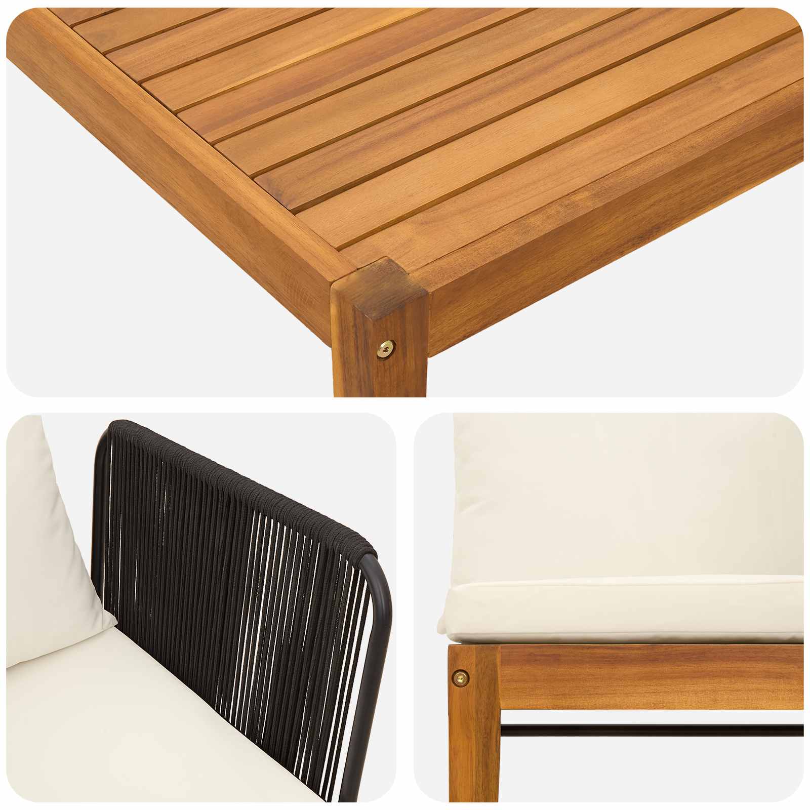 5 pcs Tuin loungeset Massief acaciahout & touw Naturel image 9