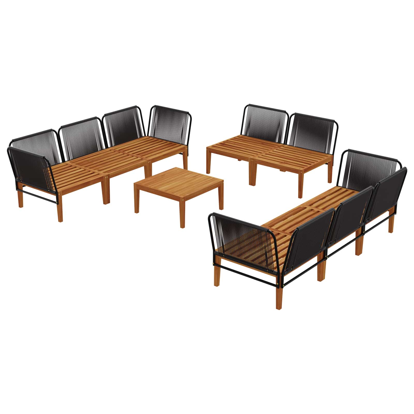 9 pcs Tuin loungeset Massief acaciahout & touw Naturel image 4