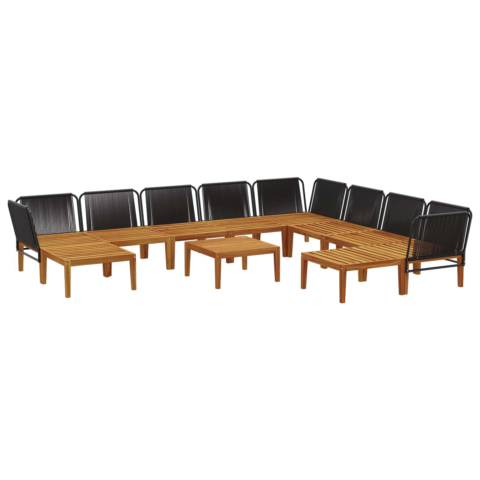 11 pcs Tuin loungeset Massief acaciahout & touw Naturel image 3