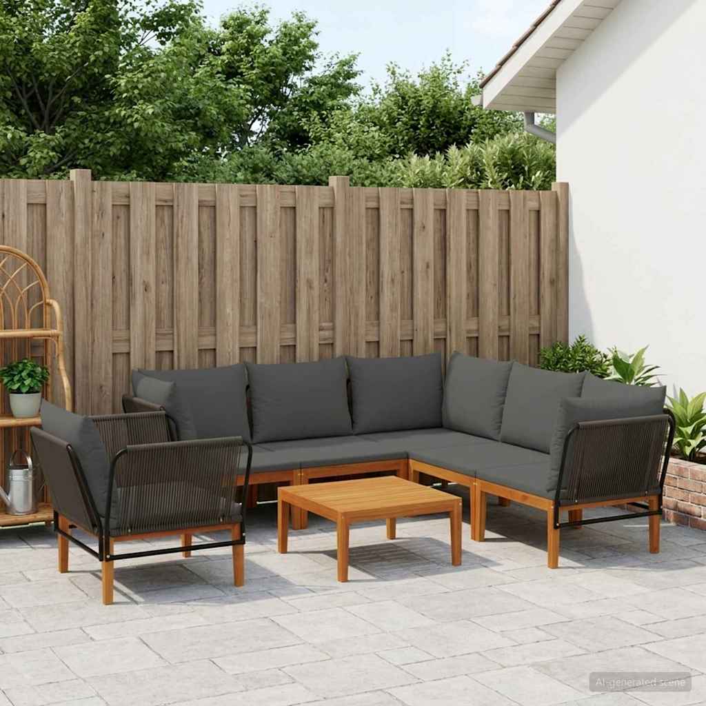 7 pcs Tuin loungeset Massief acaciahout & touw Naturel image 1