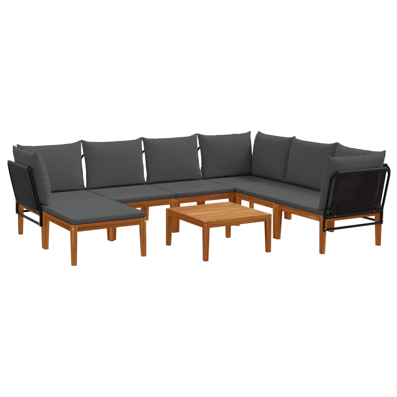8 pcs Tuin loungeset Massief acaciahout & touw Naturel image 2