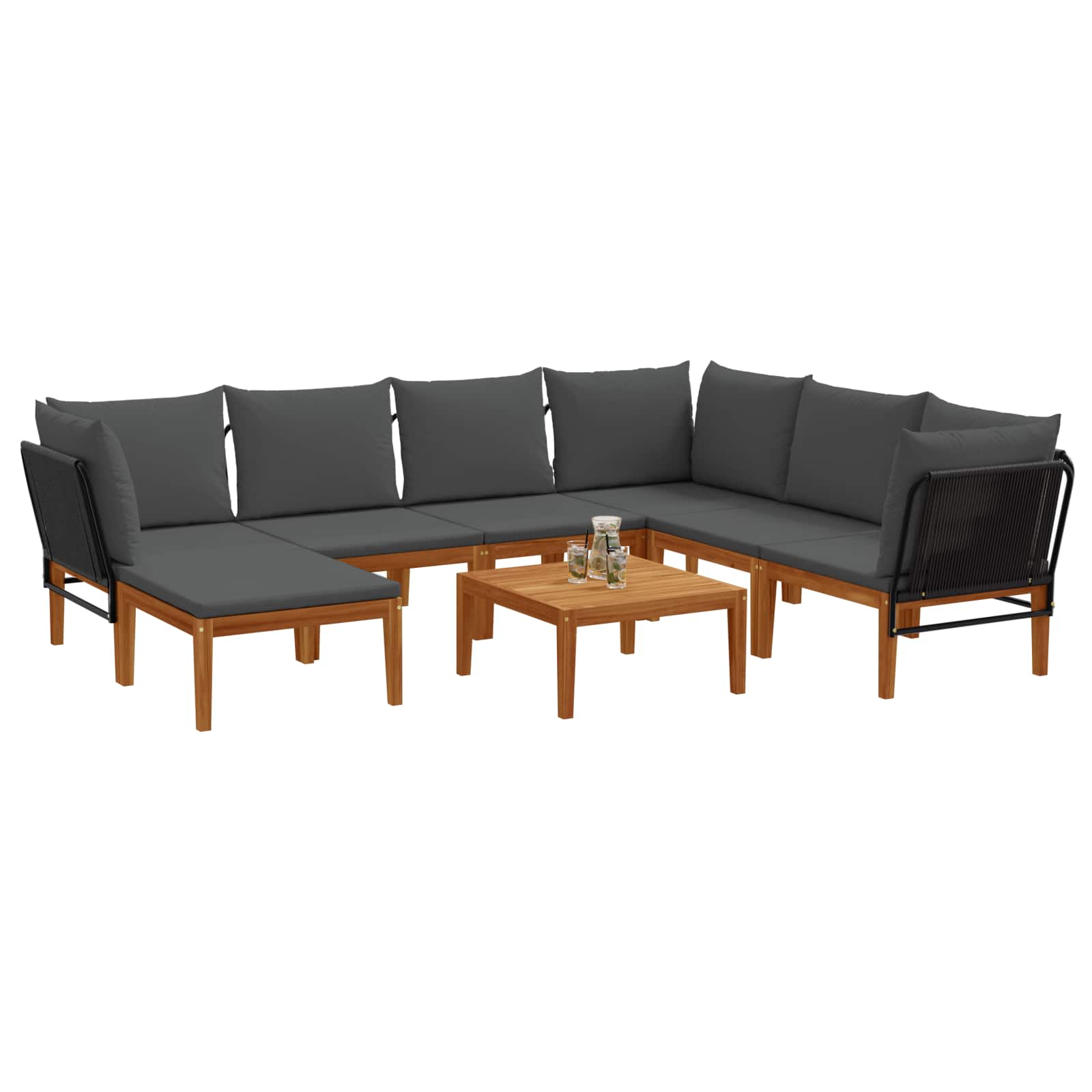 8 pcs Tuin loungeset Massief acaciahout & touw Naturel image 3