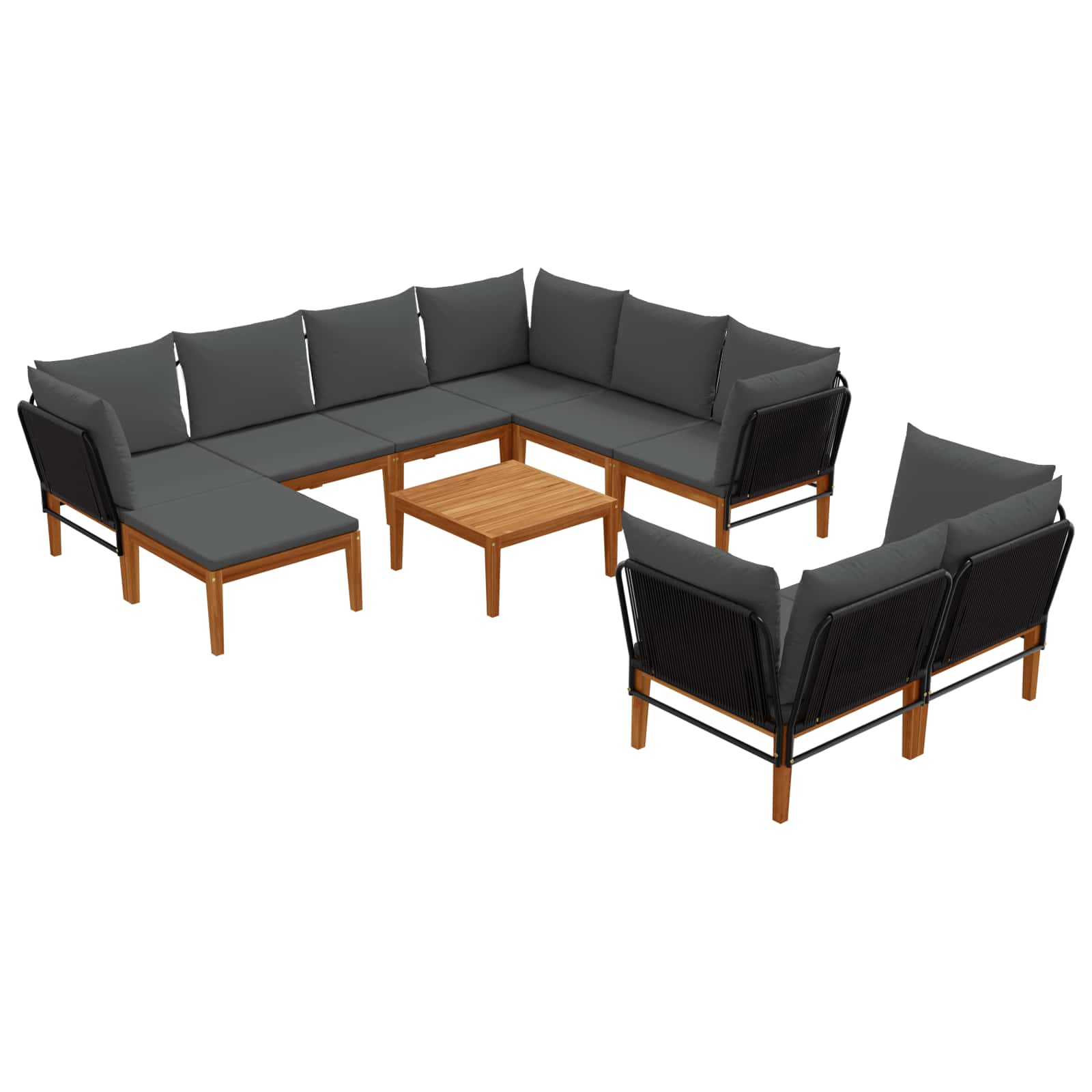 10 pcs Tuin loungeset Massief acaciahout & touw Naturel image 2