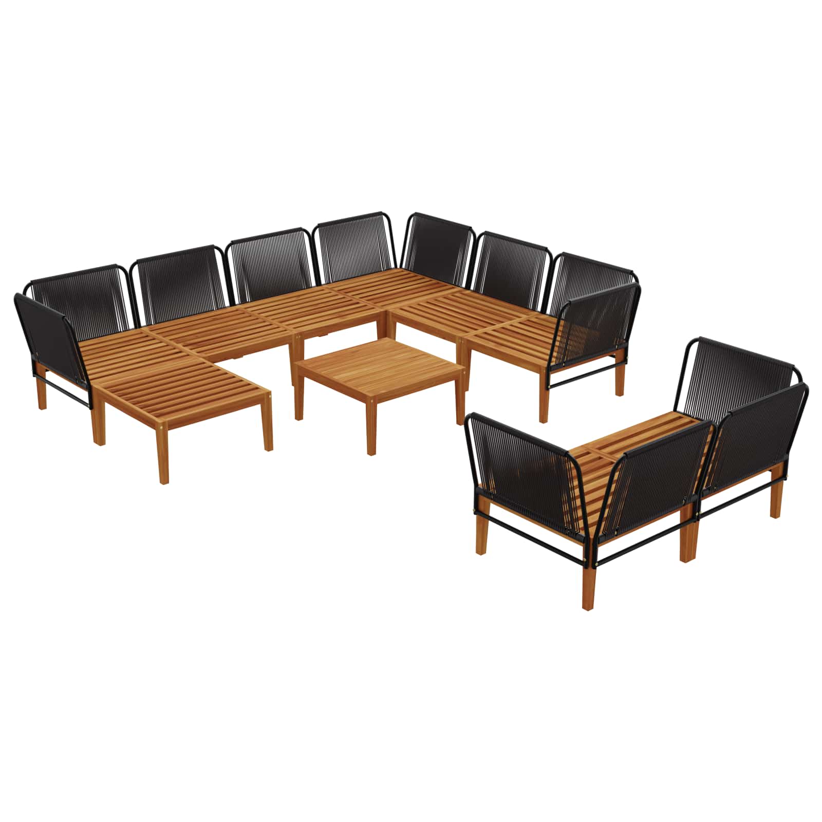 10 pcs Tuin loungeset Massief acaciahout & touw Naturel image 4