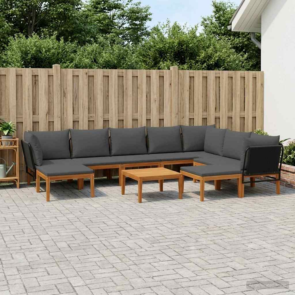 11 pcs Tuin loungeset Massief acaciahout & touw Naturel image 1