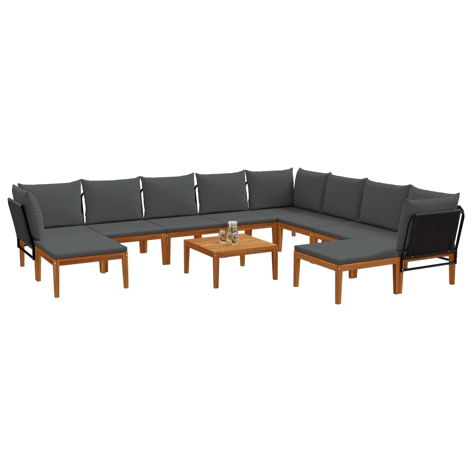11 pcs Tuin loungeset Massief acaciahout & touw Naturel image 3