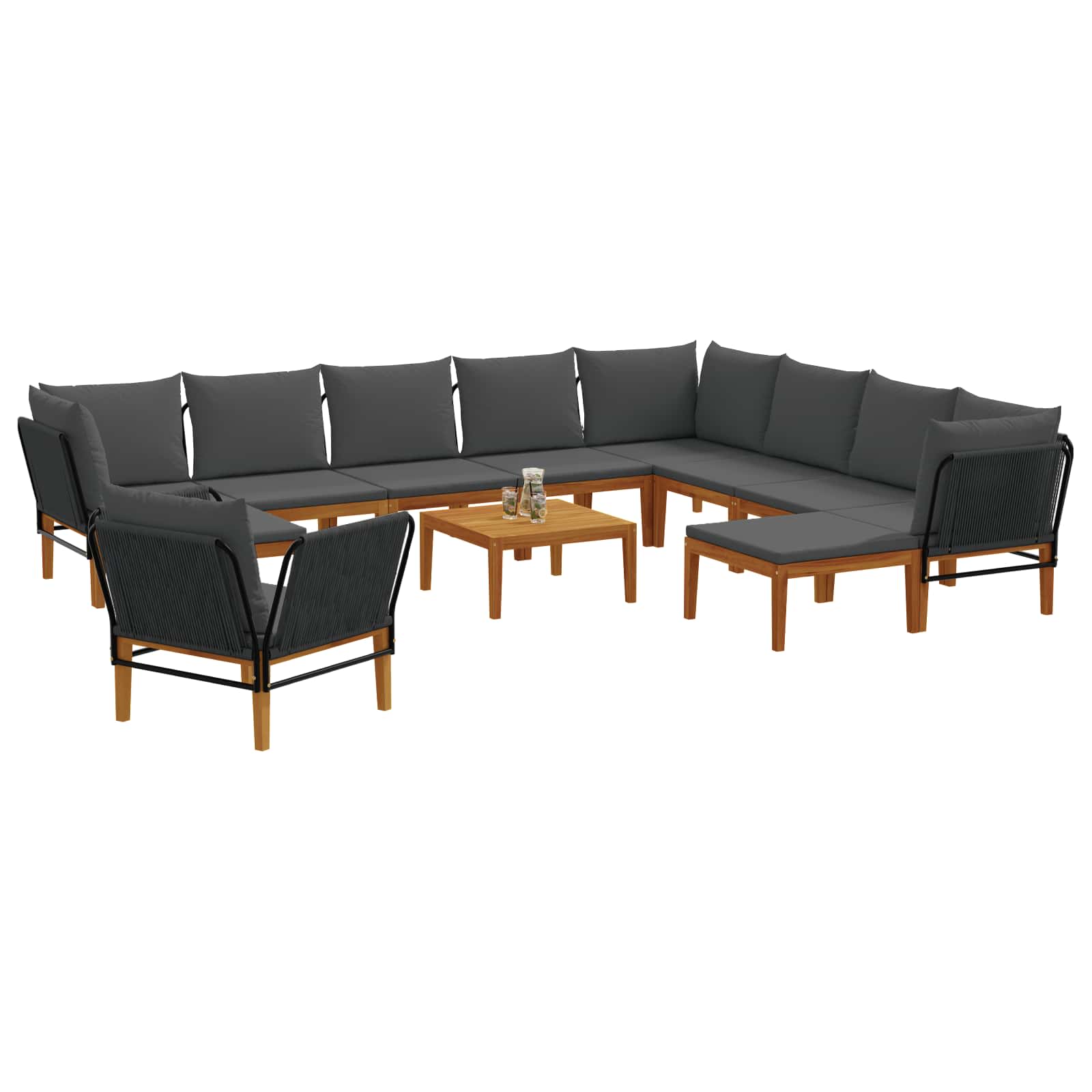 12 pcs Tuin loungeset Massief acaciahout & touw Naturel image 3