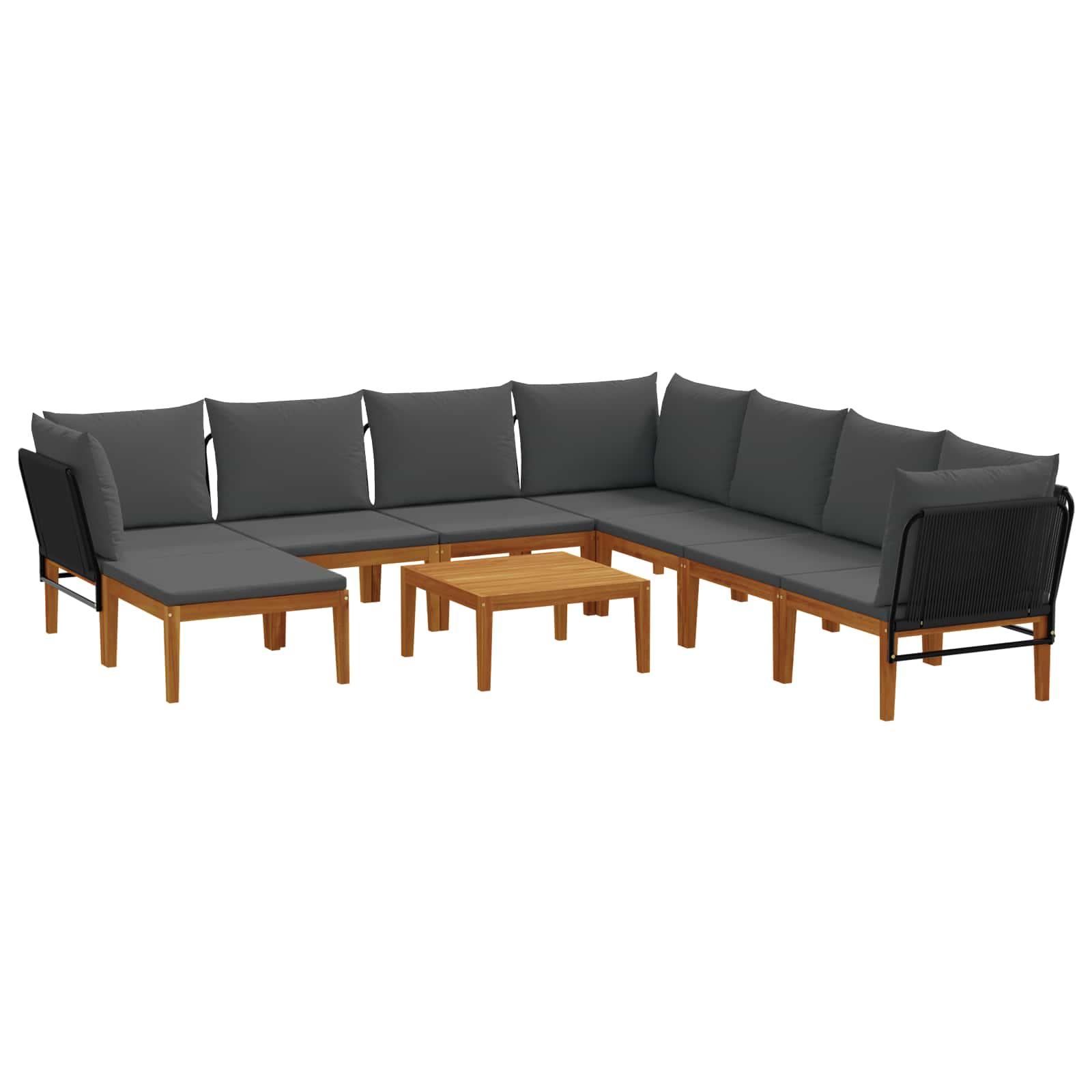 9 pcs Tuin loungeset Massief acaciahout & touw Naturel image 2
