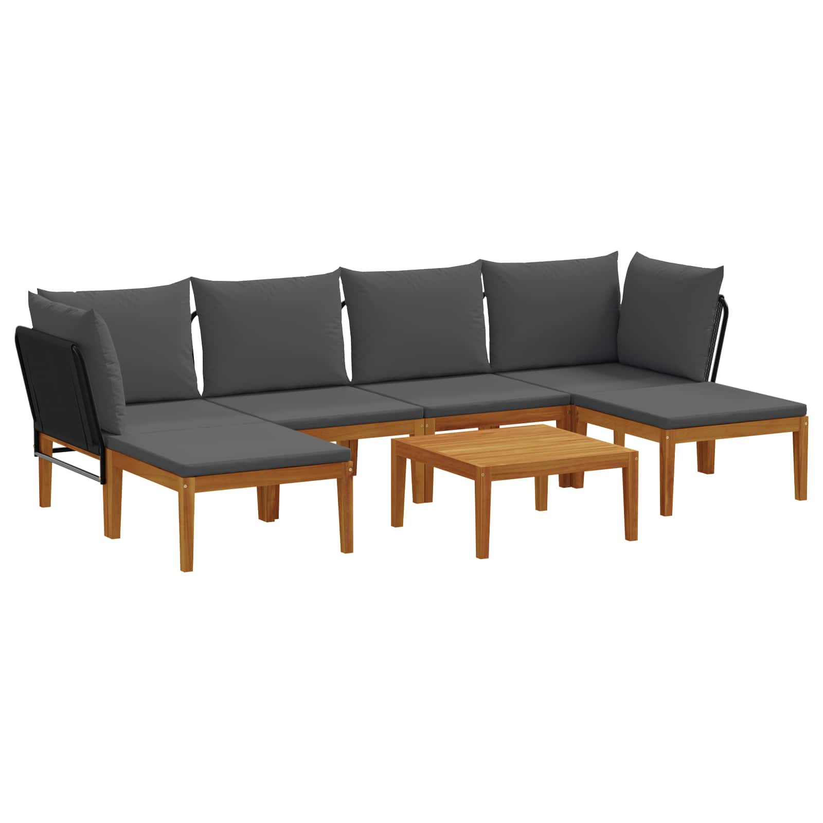 7 pcs Tuin loungeset Massief acaciahout & touw Naturel image 2