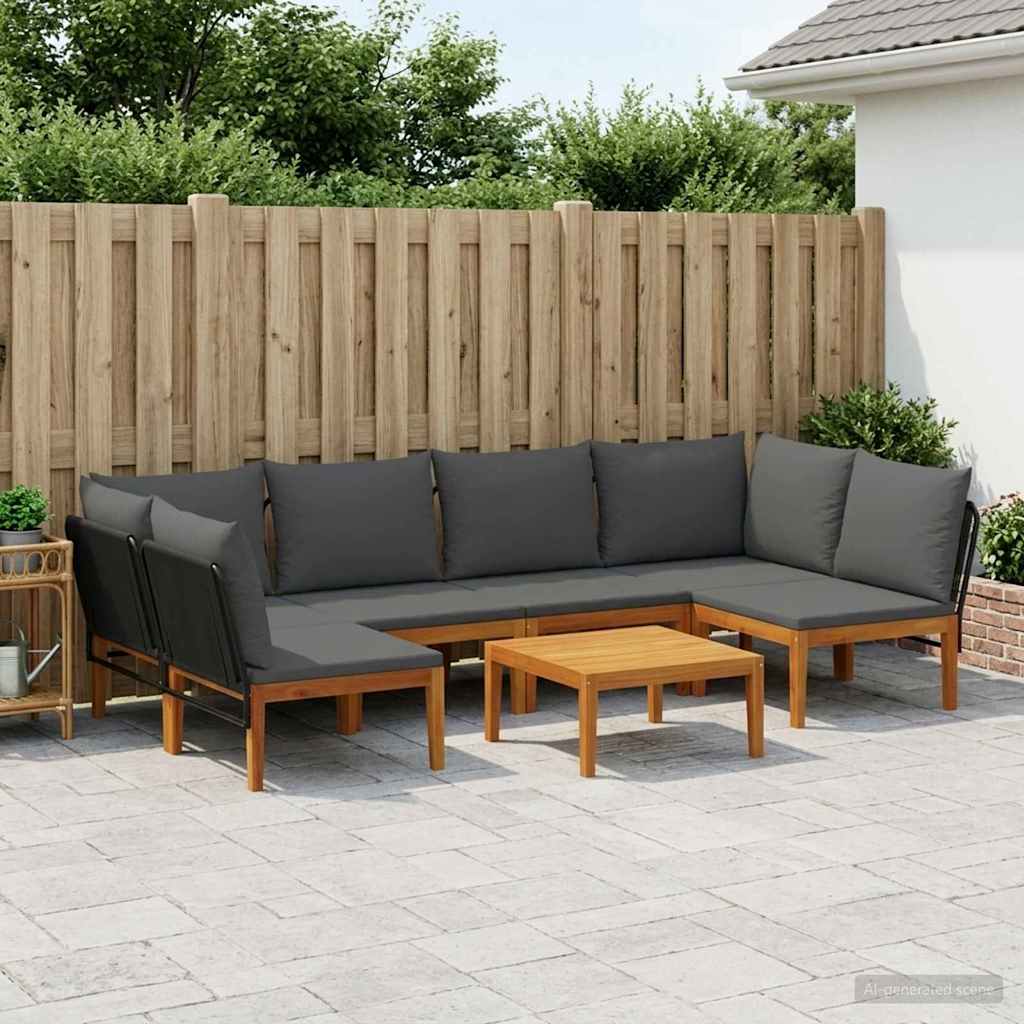 7 pcs Tuin loungeset Massief acaciahout & touw Naturel image 1