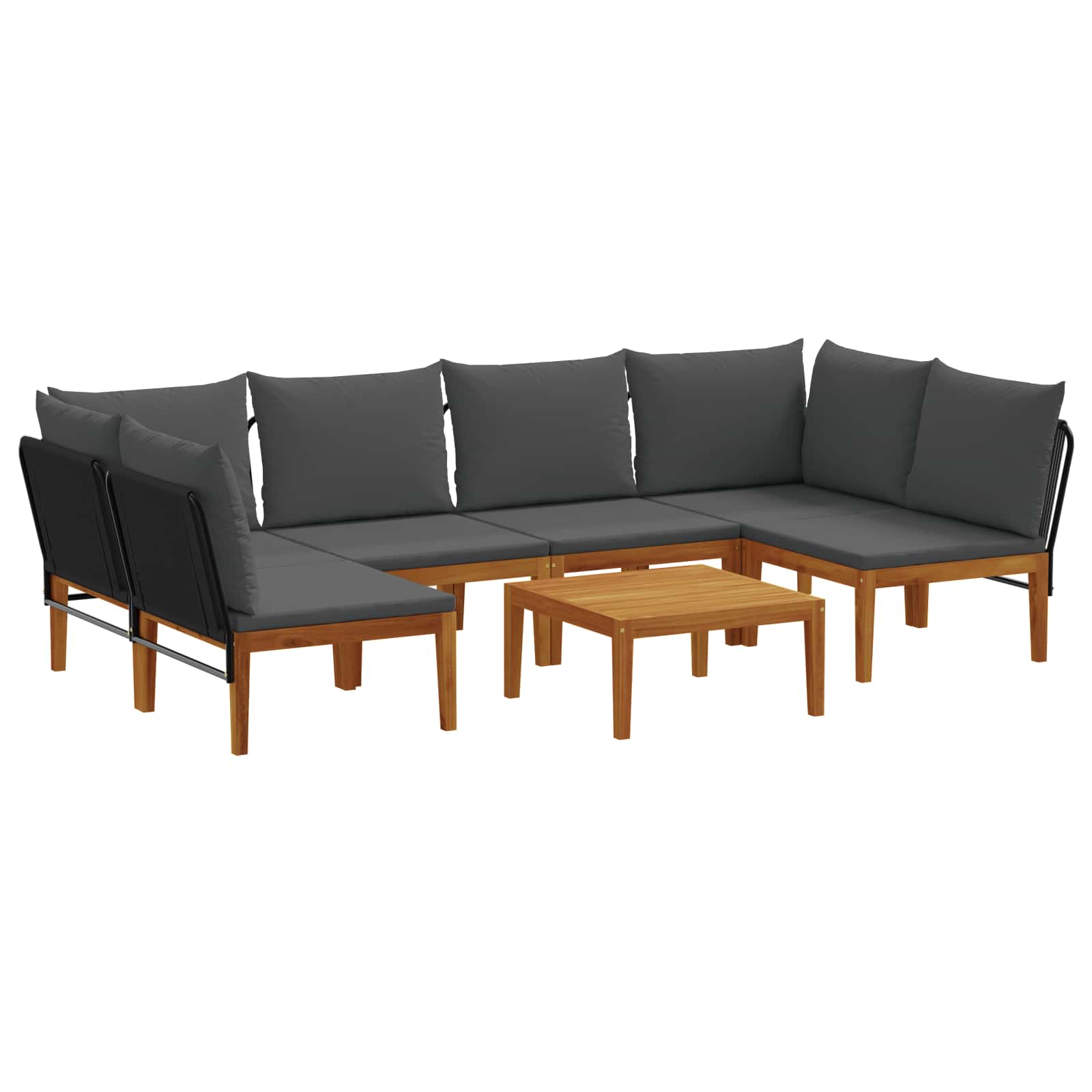 7 pcs Tuin loungeset Massief acaciahout & touw Naturel image 2