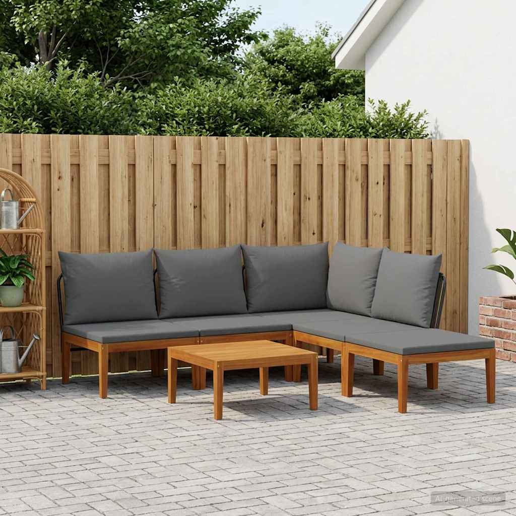 6 pcs Tuin loungeset Massief acaciahout & touw Naturel image 1