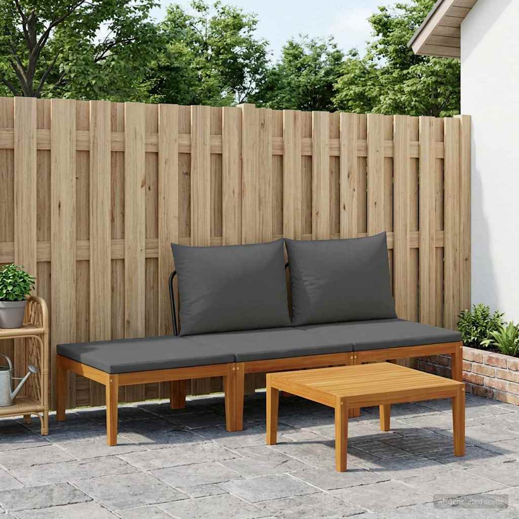 4 pcs Tuin loungeset Massief acaciahout & touw Naturel image 1