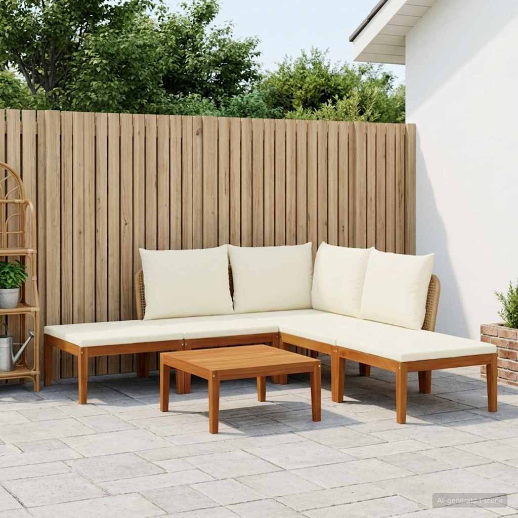 6 pcs Tuin loungeset Massief acaciahout & touw Naturel image 1