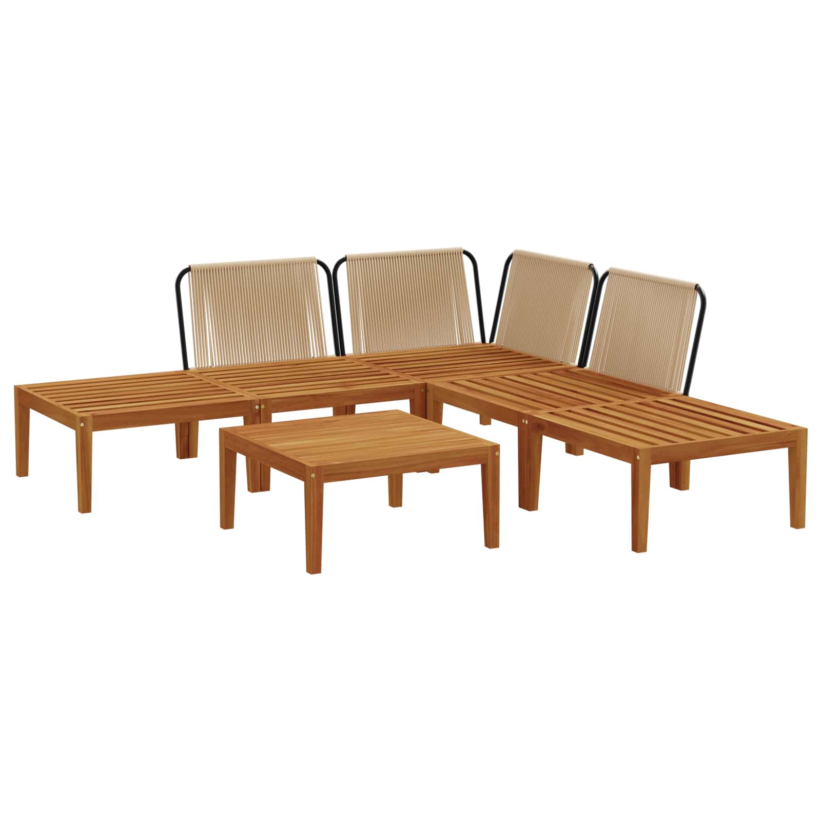 6 pcs Tuin loungeset Massief acaciahout & touw Naturel image 4