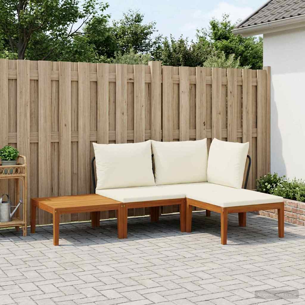 4 pcs Tuin loungeset Massief acaciahout & touw Naturel image 1