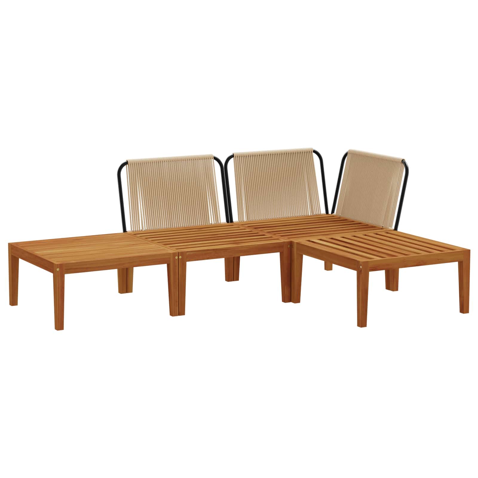 4 pcs Tuin loungeset Massief acaciahout & touw Naturel image 4
