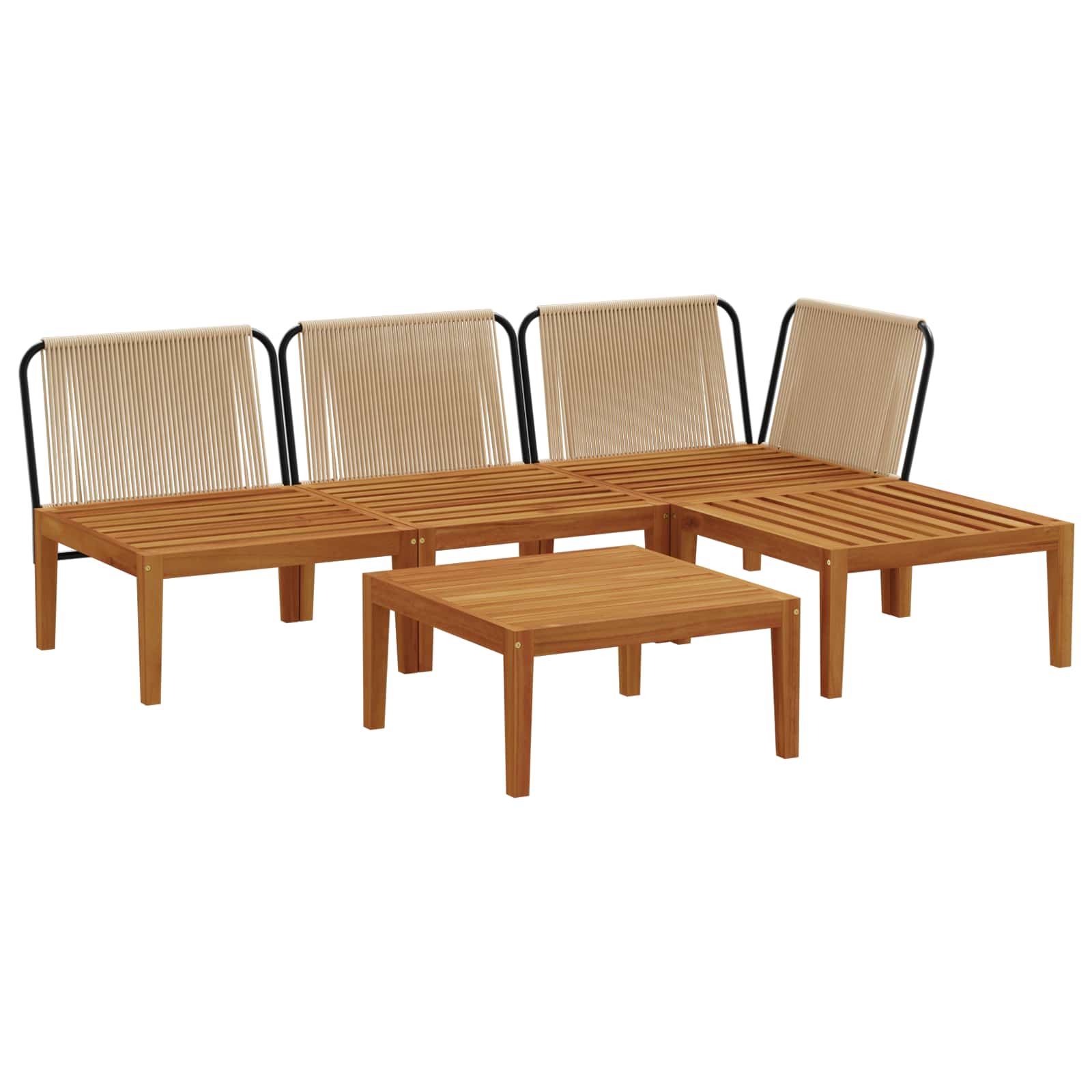 5 pcs Tuin loungeset Massief acaciahout & touw Naturel image 4