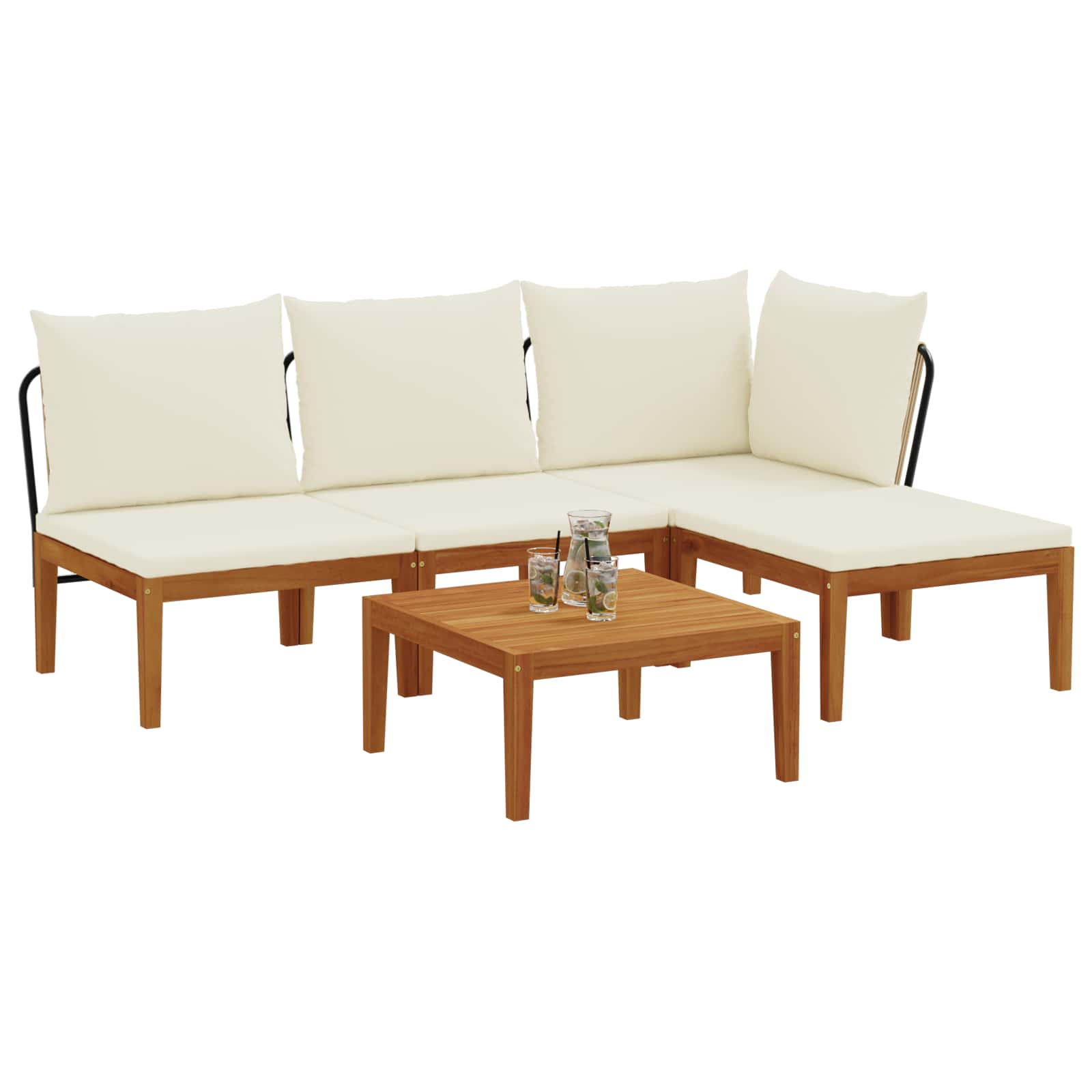 5 pcs Tuin loungeset Massief acaciahout & touw Naturel image 3