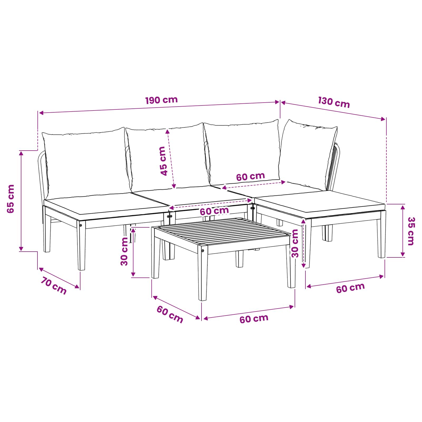 5 pcs Tuin loungeset Massief acaciahout & touw Naturel image 12