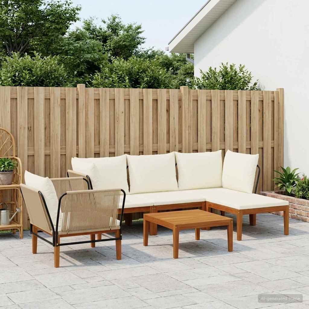 6 pcs Tuin loungeset Massief acaciahout & touw Naturel image 1