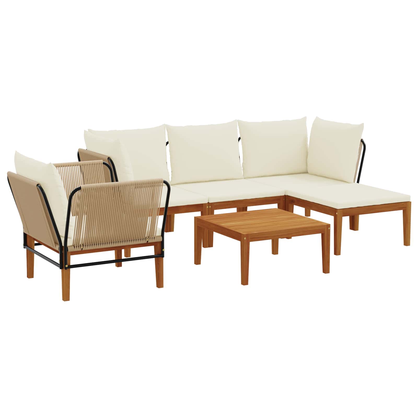 6 pcs Tuin loungeset Massief acaciahout & touw Naturel image 2